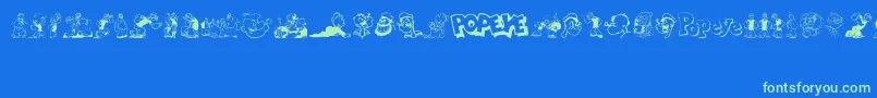 Popeye Font – Green Fonts on Blue Background