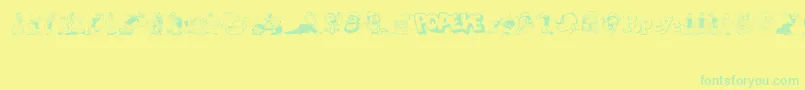 Popeye-Schriftart – Grüne Schriften auf gelbem Hintergrund