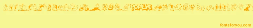 Popeye Font – Orange Fonts on Yellow Background