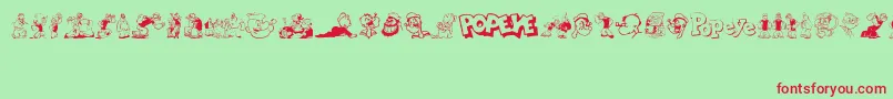 Police Popeye – polices rouges sur fond vert