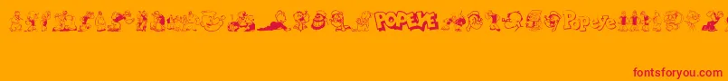 Popeye Font – Red Fonts on Orange Background