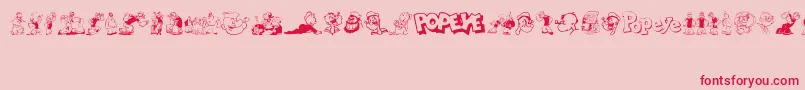 Popeye-Schriftart – Rote Schriften auf rosa Hintergrund