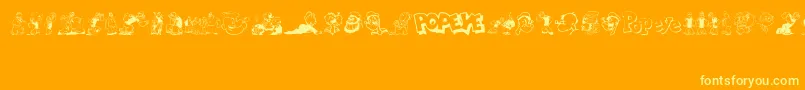 Popeye Font – Yellow Fonts on Orange Background