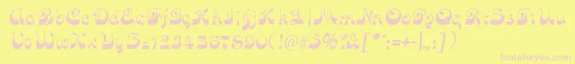 FunkyfaceuprightRegular-fontti – vaaleanpunaiset fontit keltaisella taustalla