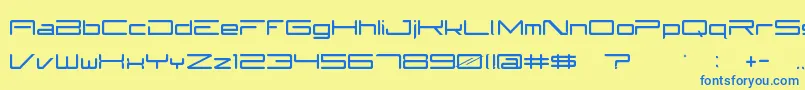 フォントSubzer0 – 青い文字が黄色の背景にあります。