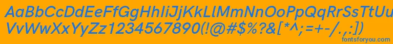 Fonte HkgroteskSemibolditalic – fontes azuis em um fundo laranja