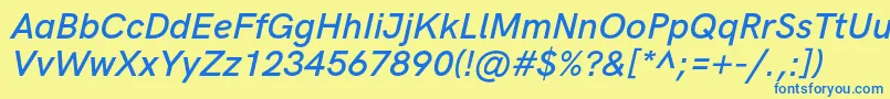 HkgroteskSemibolditalic Font – Blue Fonts on Yellow Background