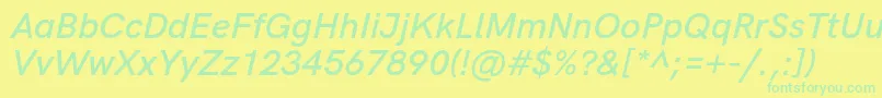 HkgroteskSemibolditalic Font – Green Fonts on Yellow Background