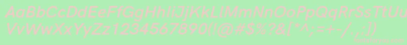 HkgroteskSemibolditalic-Schriftart – Rosa Schriften auf grünem Hintergrund