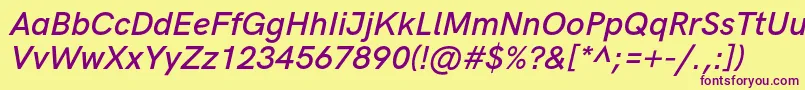 HkgroteskSemibolditalic Font – Purple Fonts on Yellow Background