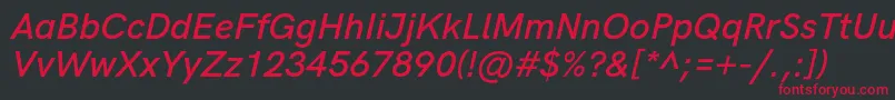 HkgroteskSemibolditalic Font – Red Fonts on Black Background