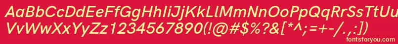 HkgroteskSemibolditalic-fontti – keltaiset fontit punaisella taustalla