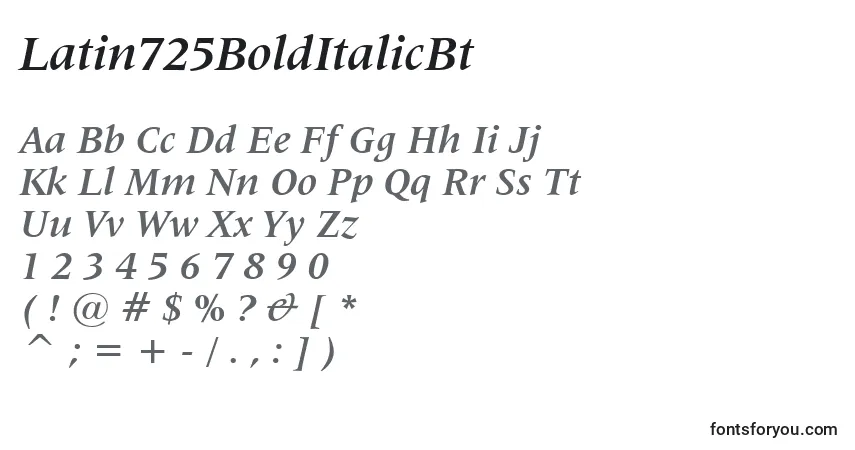 Czcionka Latin725BoldItalicBt – alfabet, cyfry, specjalne znaki