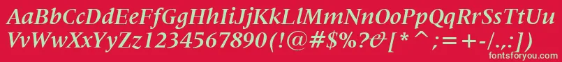 Latin725BoldItalicBt Font – Green Fonts on Red Background