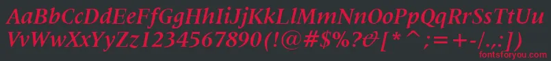 Latin725BoldItalicBt Font – Red Fonts on Black Background