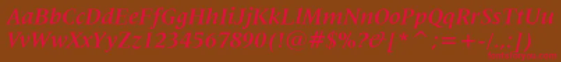 Latin725BoldItalicBt Font – Red Fonts on Brown Background