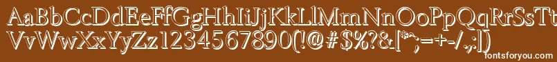 BelfastshadowLightRegular-Schriftart – Weiße Schriften auf braunem Hintergrund