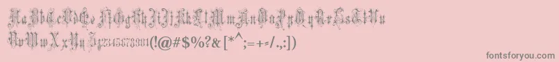 Fonte VerzierteFavorite – fontes cinzas em um fundo rosa
