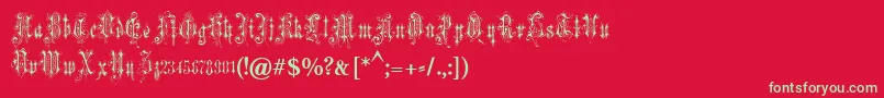 fuente VerzierteFavorite – Fuentes Verdes Sobre Fondo Rojo