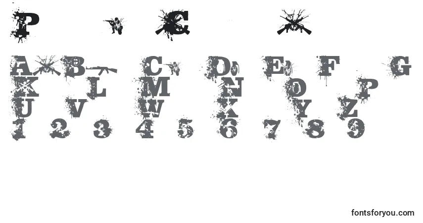 Schriftart PoliciaCorrupta – Alphabet, Zahlen, spezielle Symbole