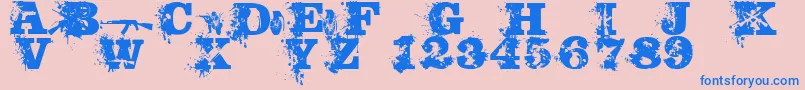 PoliciaCorrupta-Schriftart – Blaue Schriften auf rosa Hintergrund