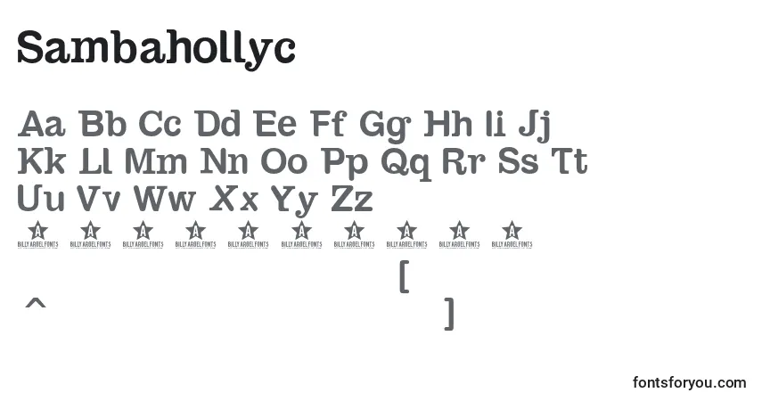 Шрифт Sambahollyc – алфавит, цифры, специальные символы