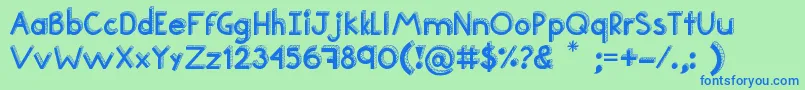 Fonte Teen – fontes azuis em um fundo verde