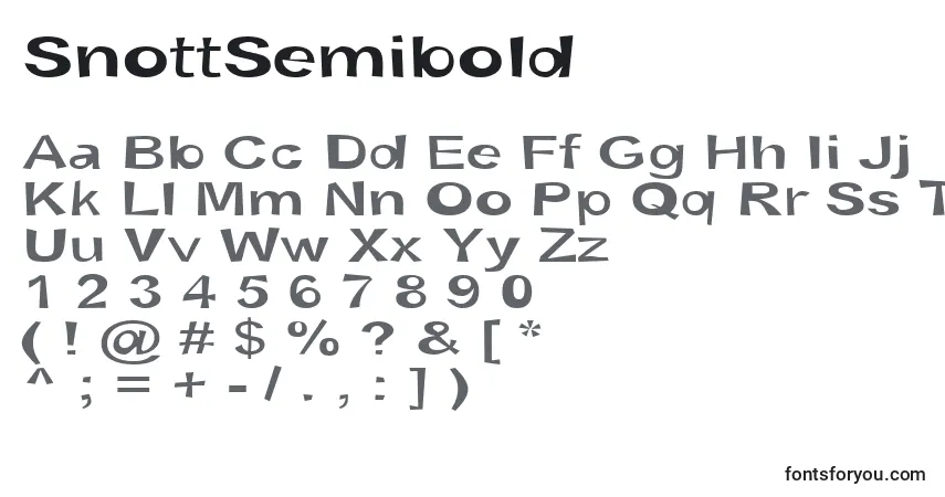 Шрифт SnottSemibold – алфавит, цифры, специальные символы