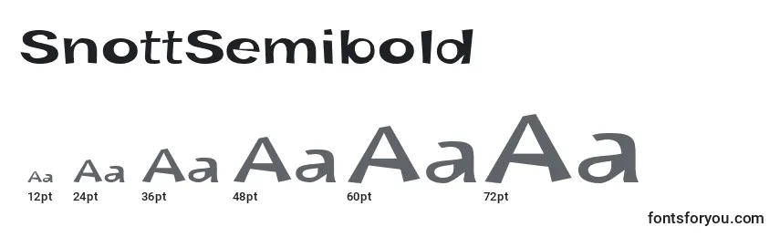 Размеры шрифта SnottSemibold