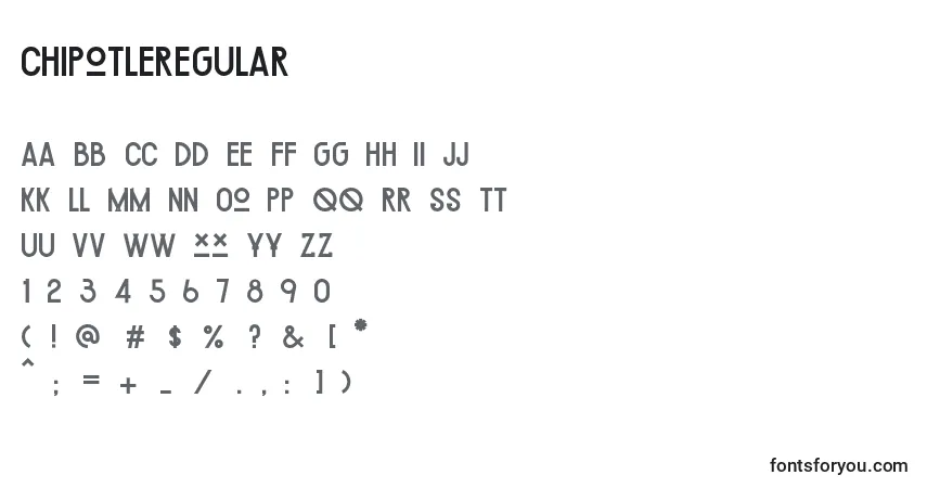ChipotleRegular-fontti – aakkoset, numerot, erikoismerkit