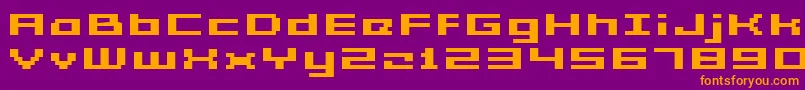 GrixelAcme5WideBoldXtnd-Schriftart – Orangefarbene Schriften auf violettem Hintergrund