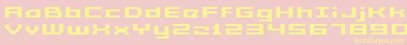 GrixelAcme5WideBoldXtnd-Schriftart – Gelbe Schriften auf rosa Hintergrund
