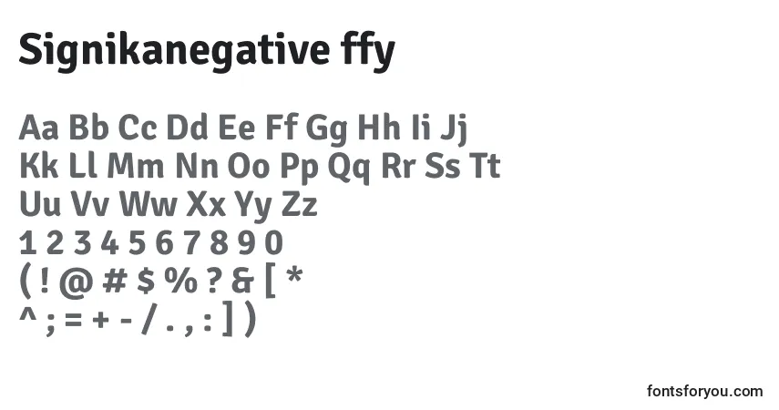 Signikanegative ffy-fontti – aakkoset, numerot, erikoismerkit