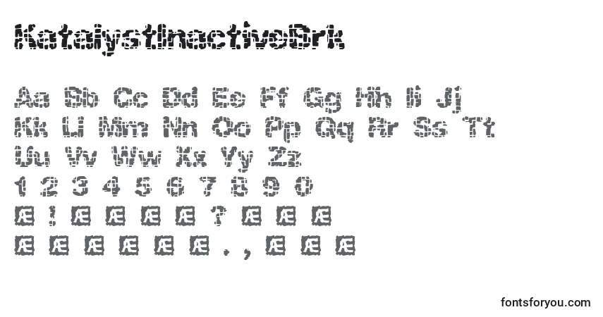 Czcionka KatalystInactiveBrk – alfabet, cyfry, specjalne znaki