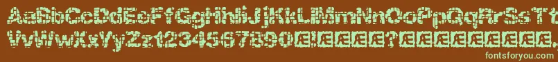 フォントKatalystInactiveBrk – 緑色の文字が茶色の背景にあります。
