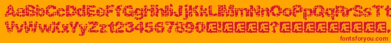 KatalystInactiveBrk-Schriftart – Rote Schriften auf orangefarbenem Hintergrund