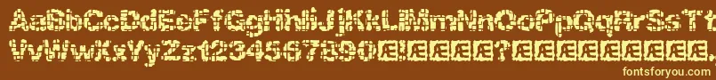 KatalystInactiveBrk-fontti – keltaiset fontit ruskealla taustalla