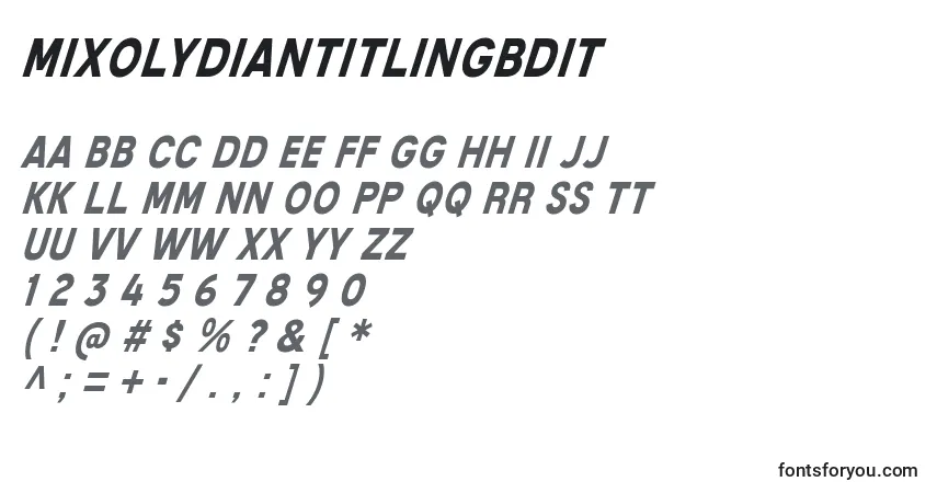 Czcionka MixolydianTitlingBdIt – alfabet, cyfry, specjalne znaki