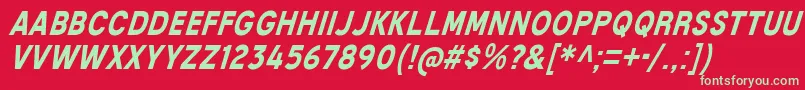 フォントMixolydianTitlingBdIt – 赤い背景に緑の文字