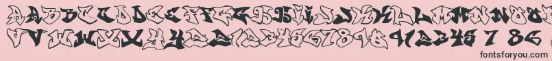Fonte Graffonti.Atomic.Bomb.Fontvir.Us – fontes pretas em um fundo rosa