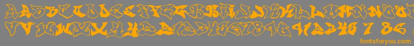 Graffonti.Atomic.Bomb.Fontvir.Us-Schriftart – Orangefarbene Schriften auf grauem Hintergrund