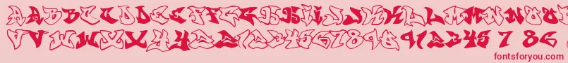 フォントGraffonti.Atomic.Bomb.Fontvir.Us – ピンクの背景に赤い文字