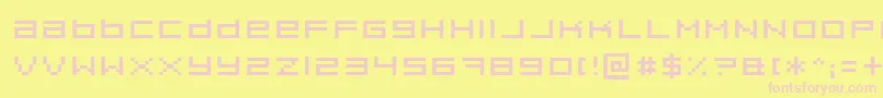 Pixeldue-fontti – vaaleanpunaiset fontit keltaisella taustalla