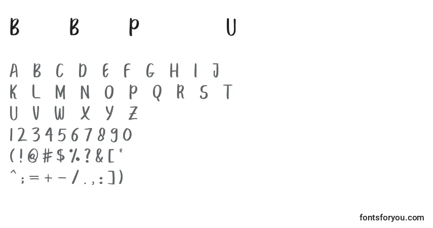 Schriftart BreakBeachPersonalUse (111071) – Alphabet, Zahlen, spezielle Symbole