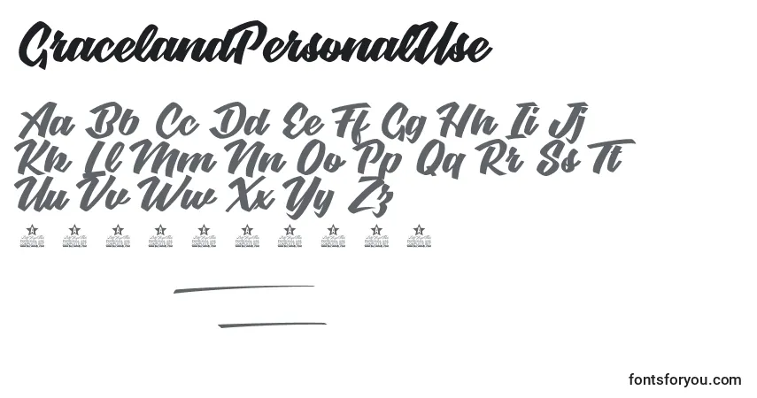 Czcionka GracelandPersonalUse – alfabet, cyfry, specjalne znaki
