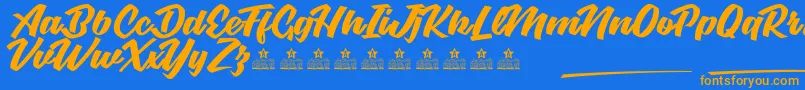 GracelandPersonalUse-Schriftart – Orangefarbene Schriften auf blauem Hintergrund