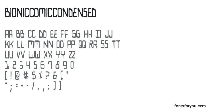 BionicComicCondensed-fontti – aakkoset, numerot, erikoismerkit