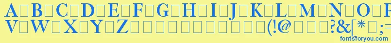 Fetlrm2-fontti – siniset fontit keltaisella taustalla