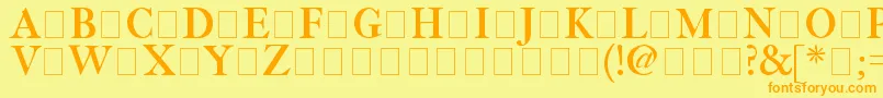 フォントFetlrm2 – オレンジの文字が黄色の背景にあります。