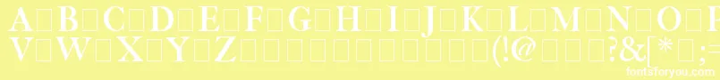 Fetlrm2-fontti – valkoiset fontit keltaisella taustalla